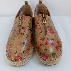 PATRICIA NASH Floral Print Italian Leather Espradrills Flats Cottagecore Size 11